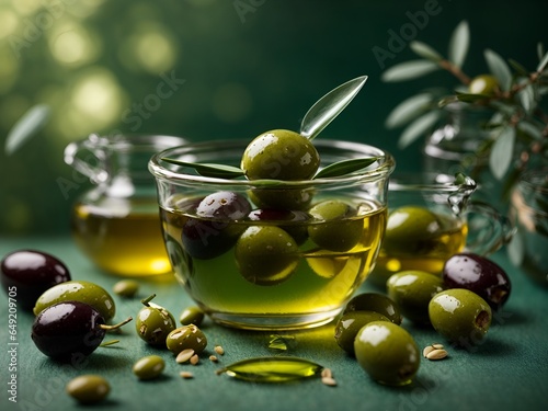 olive oil on a green background
