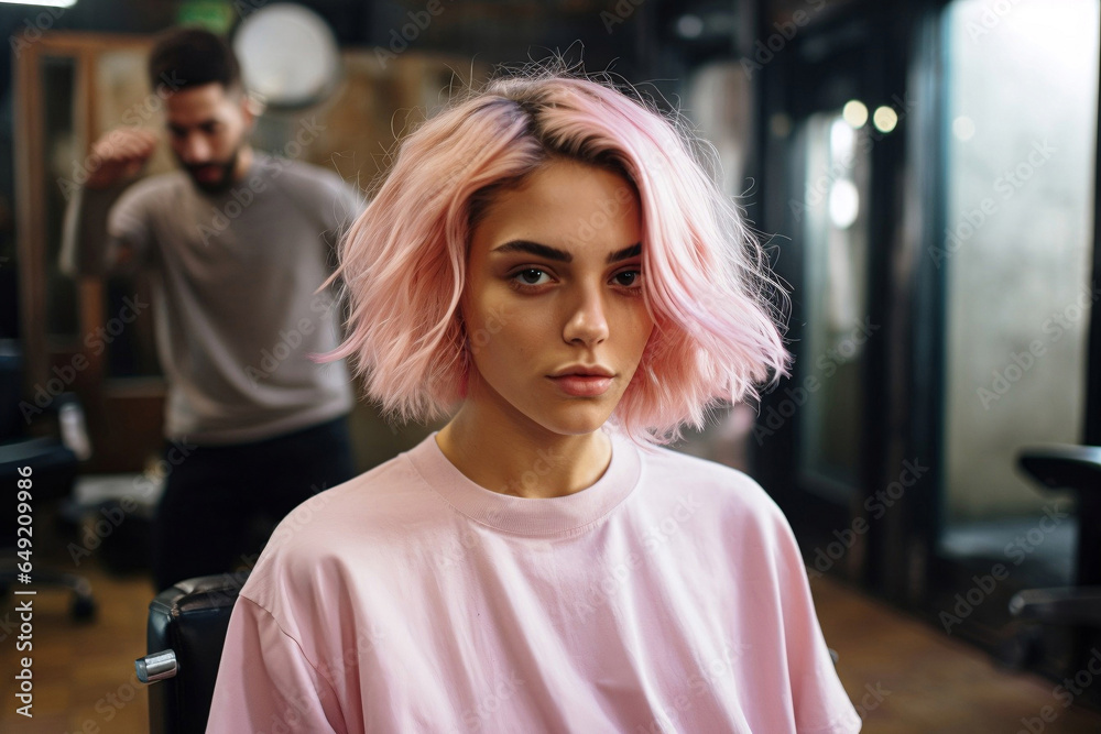 Elegance in vogue: A fashionable lady exudes glamour and beauty with a pretty and elegant hairstyle, personifying contemporary allure Elegance in vogue: A fashionable lady exudes glamour and beauty with a pretty and elegant hairstyle, personifying contemporary allure