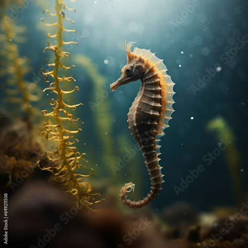 SeaHorse in its Natural Habitat, Wildlife Photography, Generative AI