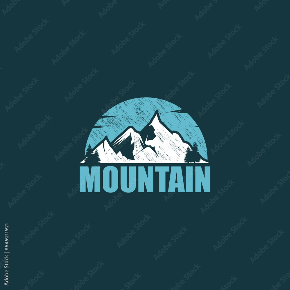 logo vintage montain adventure with ilustration vector logo template
