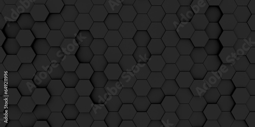 Abstract black texture, pattern background hexagon.