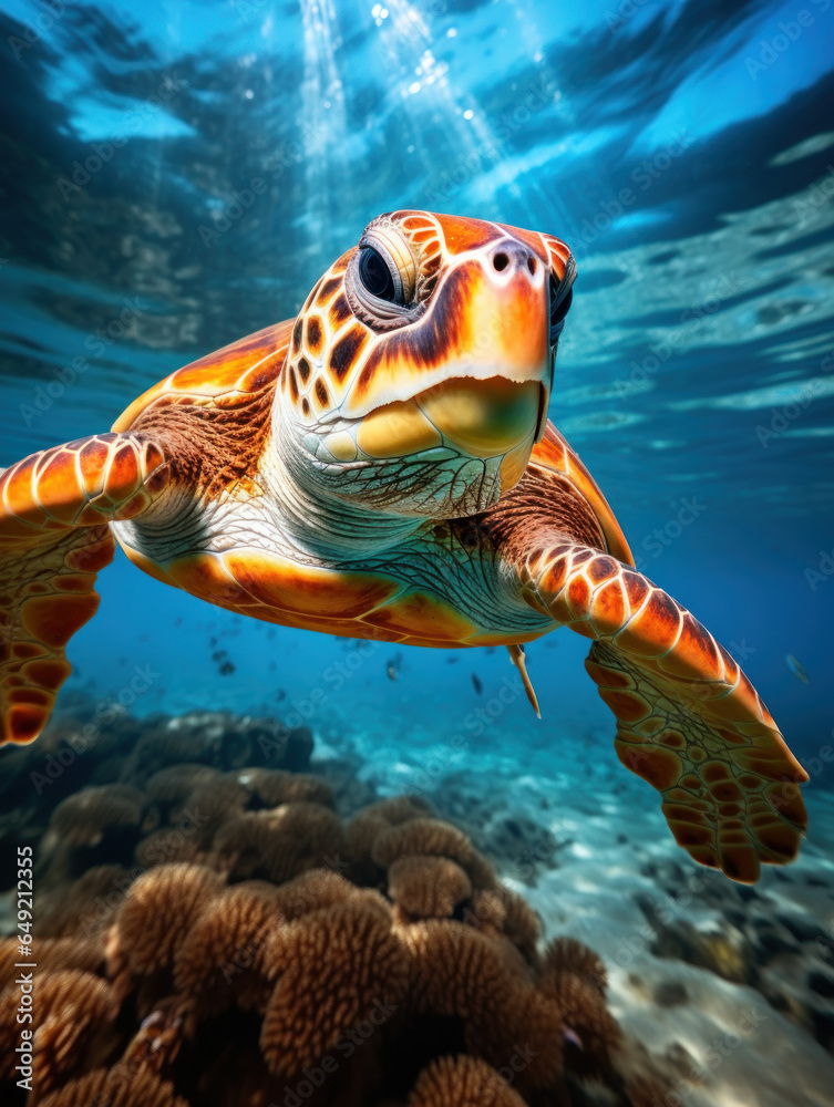 Turtle in its Natural Habitat, Wildlife Photography, Generative AI Turtle in its Natural Habitat, Wildlife Photography, Generative AI