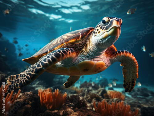 Turtle in its Natural Habitat  Wildlife Photography  Generative AI