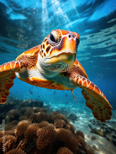Turtle in its Natural Habitat  Wildlife Photography  Generative AI