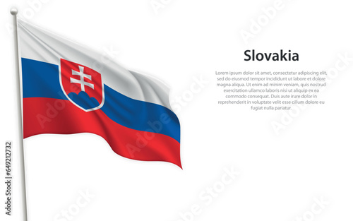 Free Download Waving flag of Slovakia on white background. Template for independence day - GFXLoad