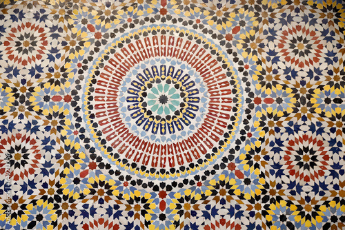 Mosque decoration in the old city of Fes, Morocco.