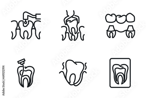Professional stomatology linear icons set. 