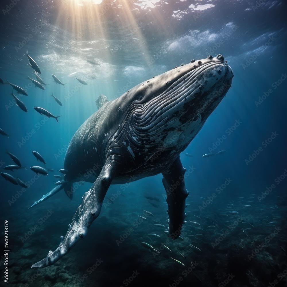 Whale in its Natural Habitat, Wildlife Photography, Generative AI