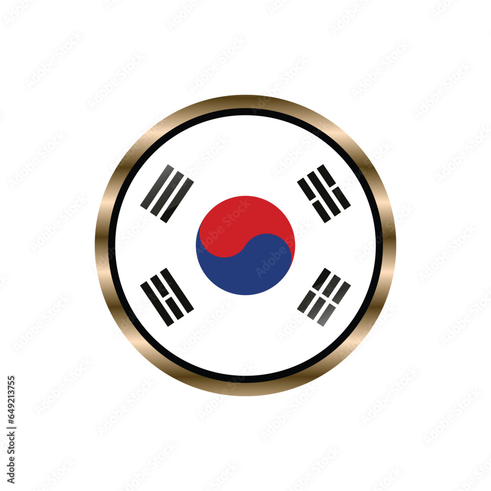 Obraz premium South Korea flag circle button vector template, trendy, collection, logo, design