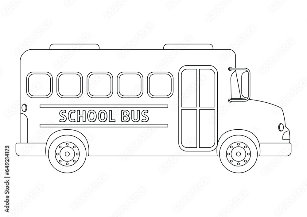 Black and White School Bus Vector Illustration Isolated on White ...