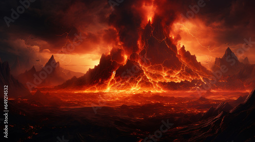 Volcano lava magma background illustration