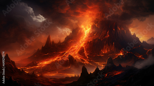 Volcano lava magma background illustration
