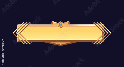Golden decorated frame with gem, vintage bronze element for interface ui ux game, vector royal border for fantasy RPG