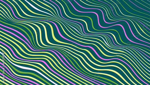 Abstract geometric vector background of diagonal colored wavy lines. Modern colors.