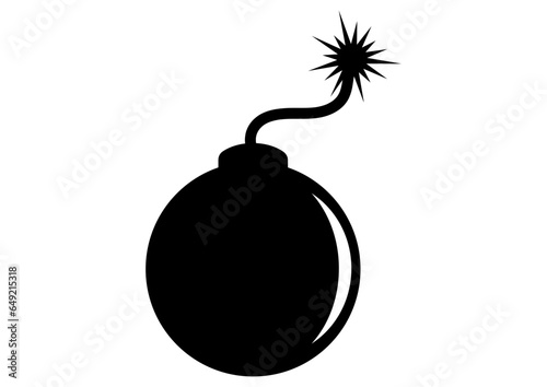 Black Cartoon Bomb Silhouette Vector Flat Design