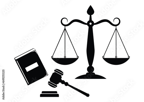 Black and White Law and Justice Concept Vector Silhouette.jpg