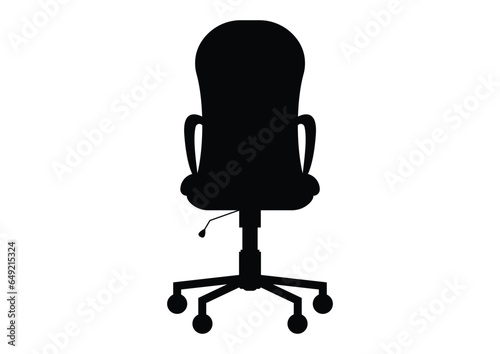 Black and white swivel office chair vector flat design isolated on white background