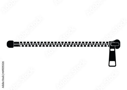 Zipper silhouette clipart vector flat design. Black and white zipper on white background