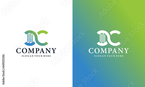 Premium dc letter with DNA symbol vector design. Logo for medicine, science, Biotechnology, laboratory, business, and company identity.