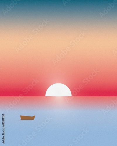 sunrise over the sea with a boat