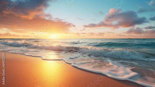 beach shore at sunset. summer and vacation © mimadeo