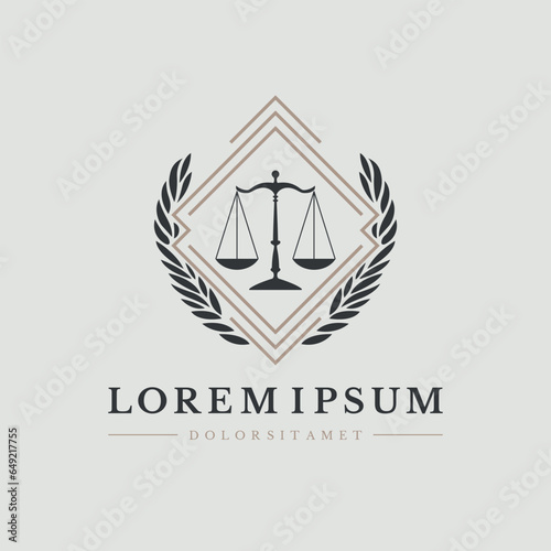Law firm logo. Scales symbol. Vector icon design. 