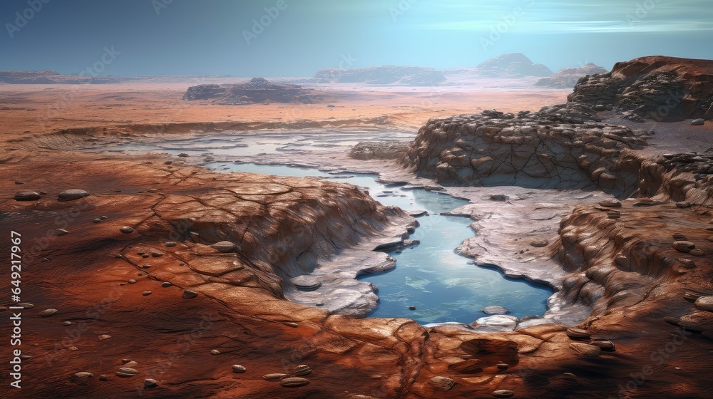tree mars hydrothermal features illustration forest mountain, red park, river tourism tree mars hydrothermal features