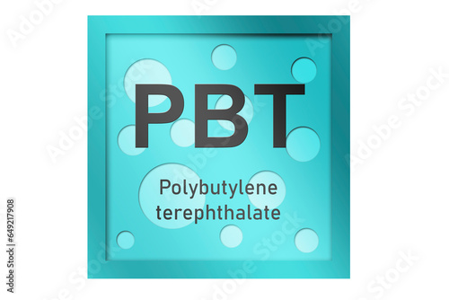 Polybutylene terephthalate (PBT) polymer on blue background photo