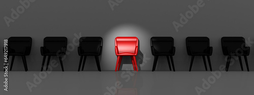 Obraz na płótnie Recruitment concept with selected red chair