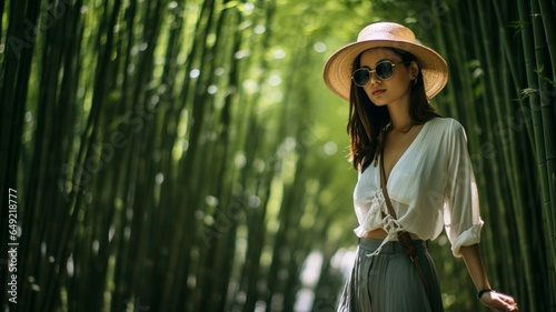 Woman in bamboo Forest