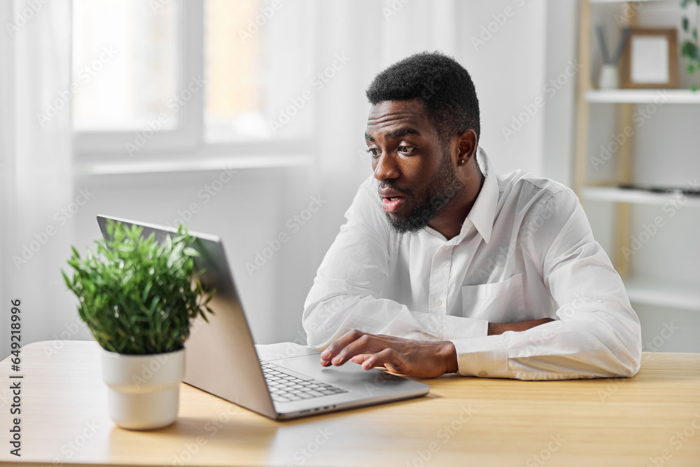 computer man office surprise distance american student laptop online african freelancer education computer man office surprise distance american student laptop online african freelancer education