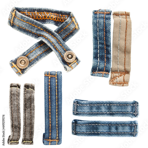 Set of Jeans belt loops isolated on white background