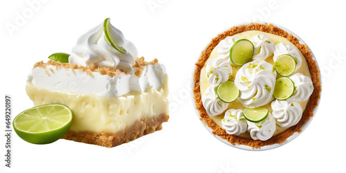 Key Lime Pie, transparent background, isolated image, generative AI
