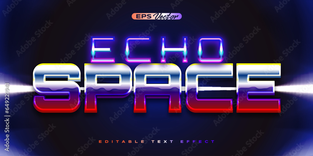 Retro shiny Y2K editable text effect echo space - obrazy, fototapety, plakaty 