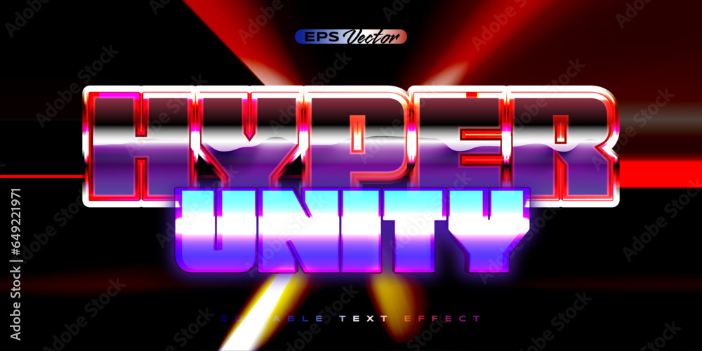 Obraz premium Retro shiny Y2K editable text effect hyper unity