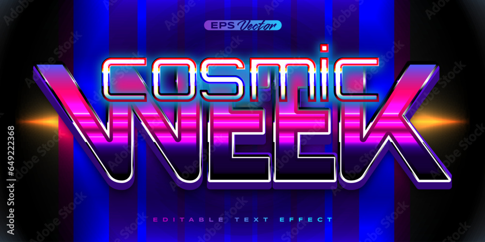 Retro shiny Y2K editable text effect cosmic week