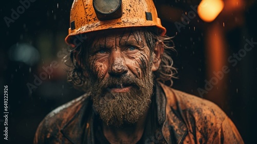 Portrait of a miner in hard hat