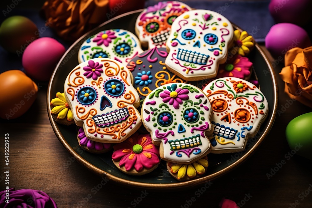 Cookies in the shape of skulls for the Mexican Day of the Dead