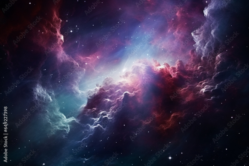 The visualization of a stellar nursery, where stars and planets are born amidst vast clouds of gas and dust, symbolizing the love and creation of cosmic landscapes, love and creati - obrazy, fototapety, plakaty 