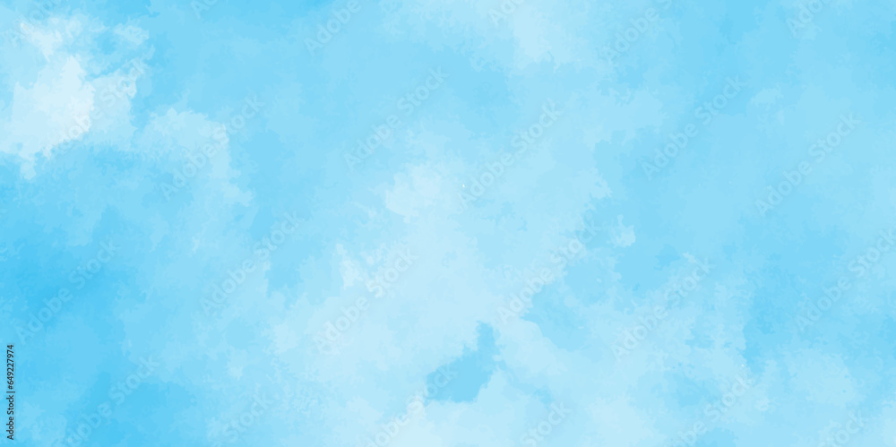 Defocused and blurry wet ink effect sky blue color watercolor background,  blurred and grainy Blue powder explosion on white background, Classic hand painted Blue watercolor,