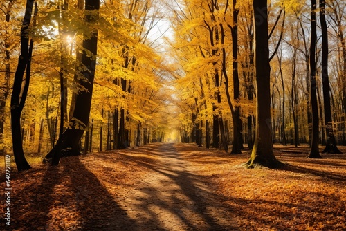 Autumn trees with a path