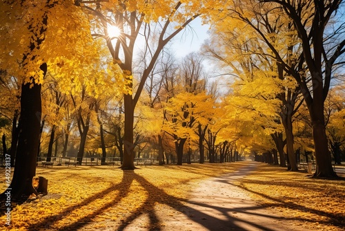 Golden autumn in the park, forest