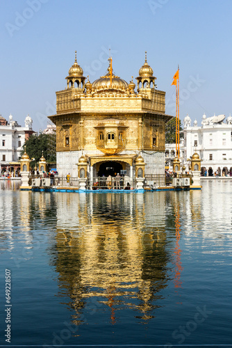 Golden Temple in Amritsar, Punjab, India. Golden Temple is one of the oldest temples in India. With it's reflection in the Sarovar(lake pond)