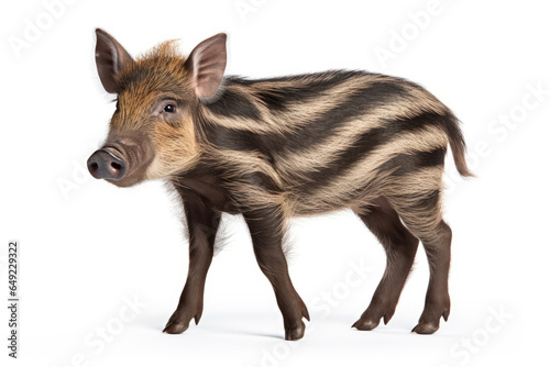 Wild striped boar piglet isolated on a white background © Venka