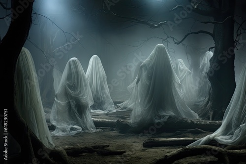 spooky ghosts in forest 