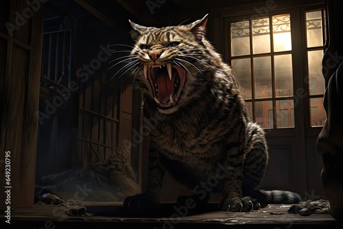 angry haunted halloween cat