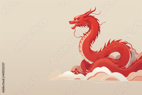 2024 dragon chinese new year. Minimalist and conceptual asian culture greeting.
