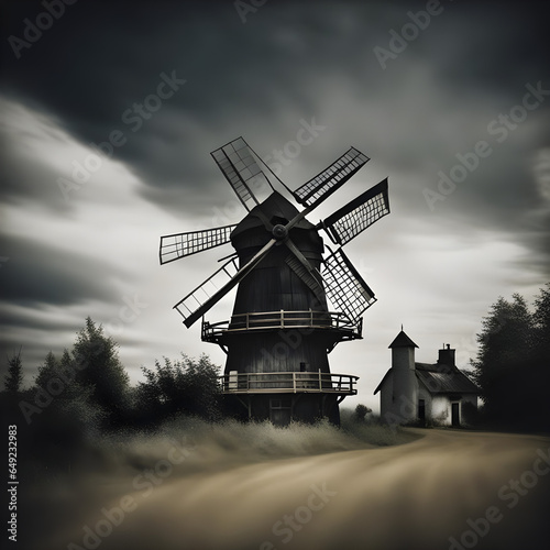 old windmill in the dark
