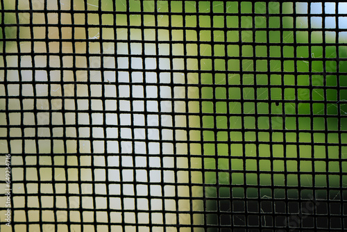 Mosquito Net window screen  closeup. Selective focus Background