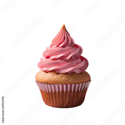 Pink cupcake, isolated, transparent background, no background. PNG.